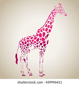 Vector giraffe silhouette, abstract animal illustration. Can be used for background, card, print materials