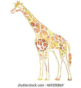 Vector giraffe silhouette, abstract animal illustration. Can be used for background, card, print materials