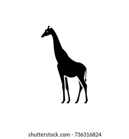 Vector giraffe silhouette view side for retro logos, emblems, badges, labels template vintage design element. Isolated on white background