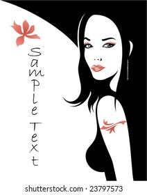 Vector girl with advertising panel.