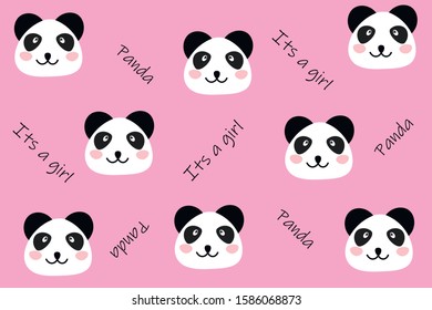 
Vector girl background in pink color with the heads of bears.