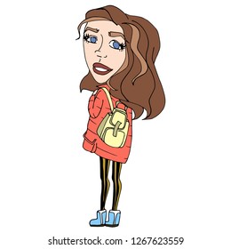 
Vector girl with a backpack