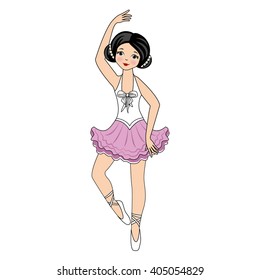 Vector girl, ballerina. Young dancer.