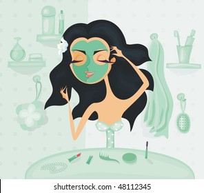vector girl in bathroom