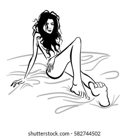 Vector girl in bed