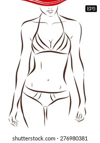 Vector girl in bikini on a white background. EPS illustration.