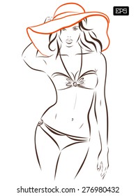 Vector girl in bikini on a white background. EPS illustration.