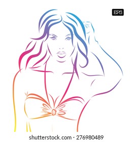 Vector girl in bikini on a white background. EPS illustration.