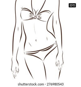 Vector girl in bikini on a white background. EPS illustration.