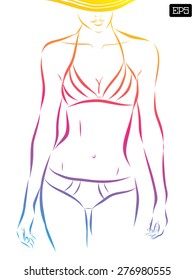 Vector girl in bikini on a white background. EPS illustration.