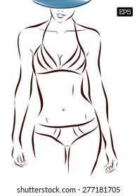 Vector girl in bikini on a white background. EPS illustration.