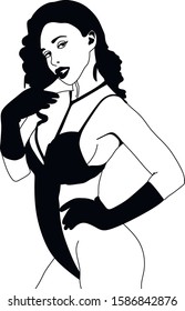 Vector girl black and white