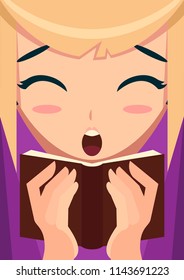 Vector Girl with a book poster