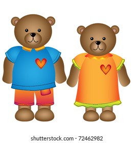 Vector Girl and boy bear with clothes