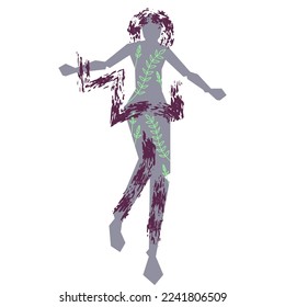 Vector girl in brush and lines style