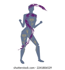 Vector girl in brush and lines style