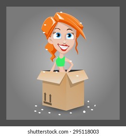 vector girl cartoon character
