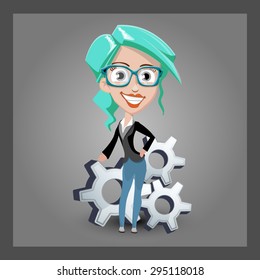 vector girl cartoon character
