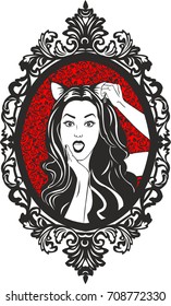 Vector girl with cat ears