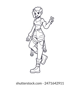 Vector Girl Character Cartoon Cyberpunk Illustration Isolate