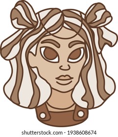 Vector girl character, good face-communicator for lists and so on