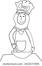 Vector of a girl cooking in the kitchen