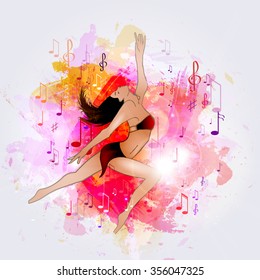 Vector girl dancing, abstract.