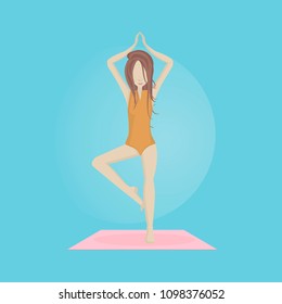 Vector girl doing yoga