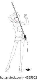 The vector girl drawing ink