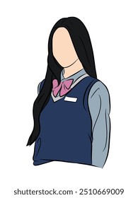 Vector girl dressed in Korean school style and no face