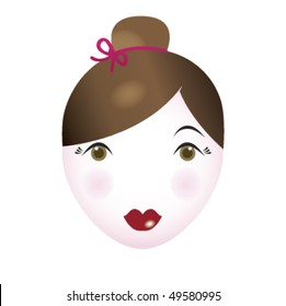 Vector girl face. Beautiful young lady.