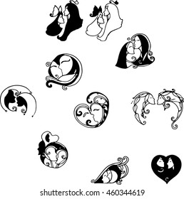 the vector of girl face and heart design for tattoo