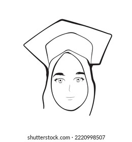 vector girl faces with graduation hat