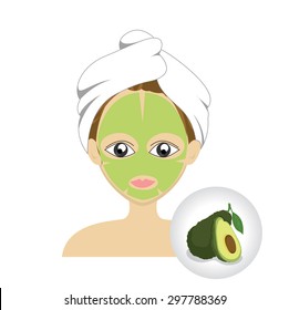 Vector of girl facial mask with Avocado mask
