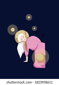 Vector girl fairies fairytale blonde light dark blue pink blonde girl