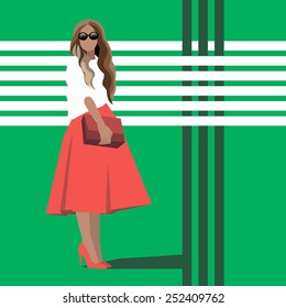 vector girl female stockings fashion illustration woman