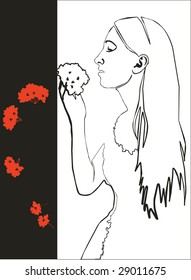 Vector. Girl with flower 3