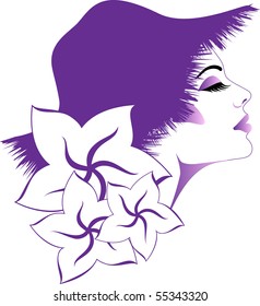 Vector girl with flowers