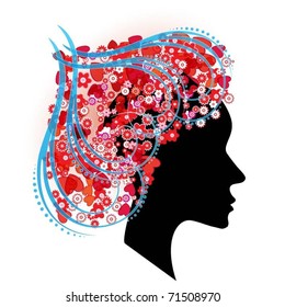 vector girl with flowers