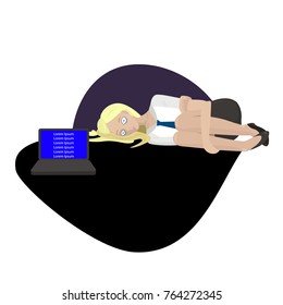 Vector girl freelancer with notebook
