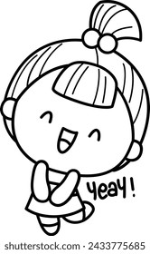 a vector of a girl full of many emotions in black and white coloring