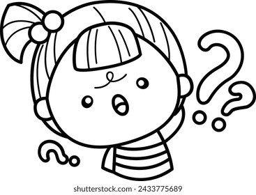 a vector of a girl full of many emotions in black and white coloring