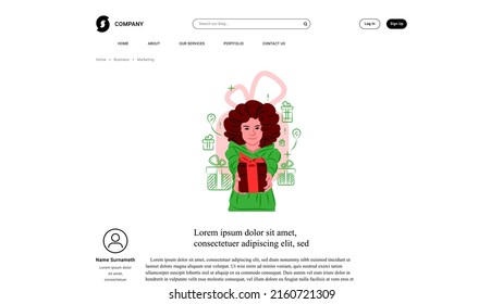 Chica vectora regalando a la sombra de líneas nítidas