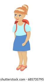vector of girl going to school
