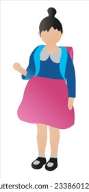 vector girl going to school with a bag. This illustration is suitable for school books, banners and others
