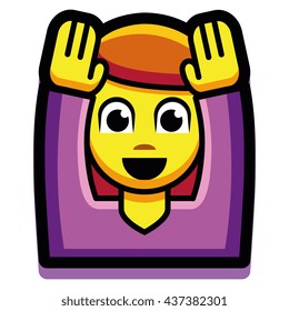 Vector Girl With Hands Up Isolated On White Background