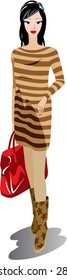 Vector. The girl has a bag