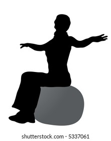 vector girl in health club on rubber ball 2