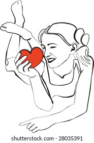 Vector. Girl with heart