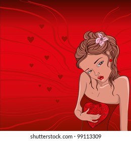 vector girl to heart